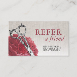 Hair Stylist Red Flower Scissor Salon Referral