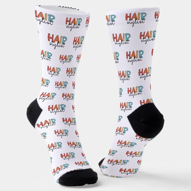 Hair Stylist Retro Hairdresser Gift Socks (Angled)