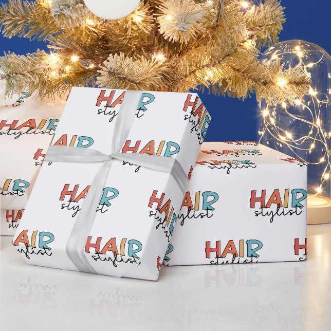 Hair Stylist Retro Hairdresser Gift Wrapping Paper (Holidays)