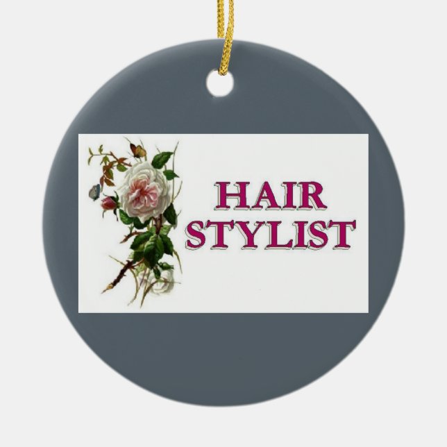 Hair Stylist Rose Ceramic Ornament (Front)