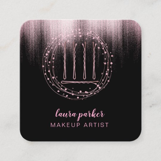 Hair Stylist Rose Gold Bobby Pins Makeup Artist Square Business