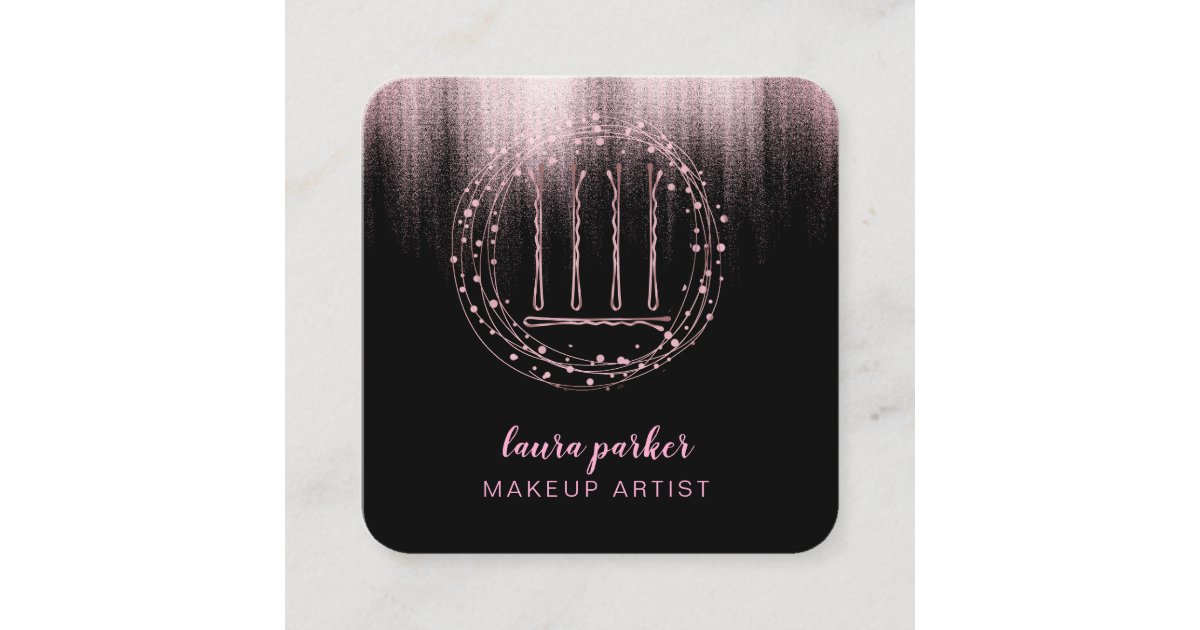 Hair Stylist Rose Gold Bobby Pins Makeup Artist Square Business