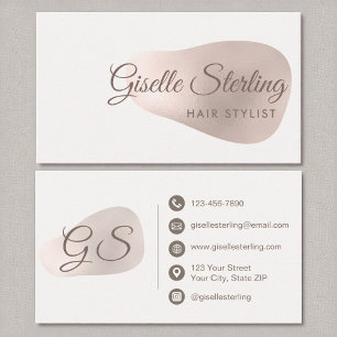 Hair Stylist Rose Gold Foil Abstract Blush Beauty Business Card