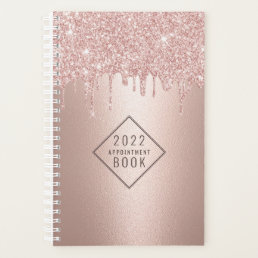 Hair Stylist Rose Gold Glitter Drips Appointment Planner