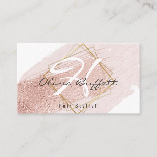 Hair Stylist Rose Gold Glitter Drips Beauty Salon Business Card