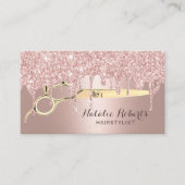 Hair Stylist Rose Gold Glitter Drips Beauty Salon Business Card (Front)