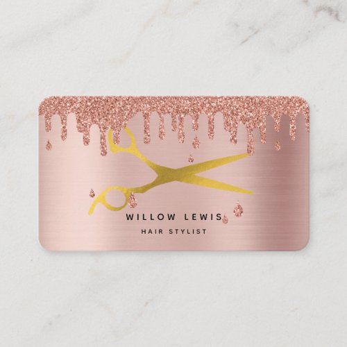 Hair Stylist Rose Gold Glitter Modern Minimalist  Business Card