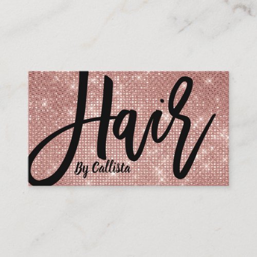 Hair Stylist Rose Gold Glitter Modern Typography Business Card