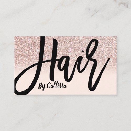 Hair Stylist Rose Gold Glitter Pink Typography Business Card