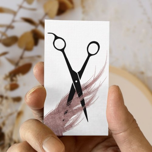Hair Stylist Rose Gold Hair  Scissor Elegant Business Card