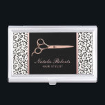 Hair Stylist Rose Gold Scissor Leopard Salon Business Card Case<br><div class="desc">Hair Stylist Rose Gold Scissor Leopard Salon Business Cards Holder.</div>
