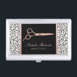 Hair Stylist Rose Gold Scissor Leopard Salon Business Card Case<br><div class="desc">Hair Stylist Rose Gold Scissor Leopard Salon Business Cards Holder.</div>