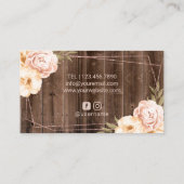 Hair Stylist Rose Gold Scissor Rustic Floral Business Card (Back)