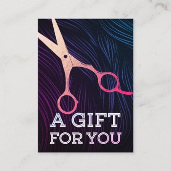 Hair Stylist Rose Gold Scissors Gift Certificate by ReadyCardCard at Zazzle