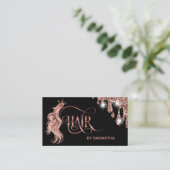 Hair stylist rose gold typography hair extension business card (Standing Front)