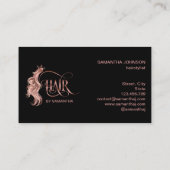 Hair stylist rose gold typography hair extension business card (Back)