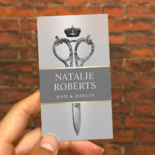 Hair Stylist Royal Scissor Beauty Salon Silver Appointment Card