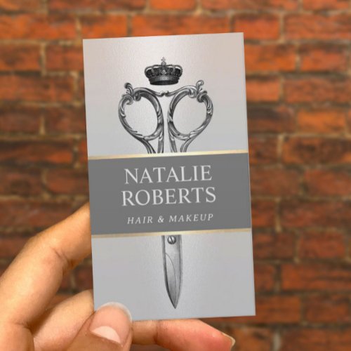 Hair Stylist Royal Scissor Beauty Salon Silver Appointment Card