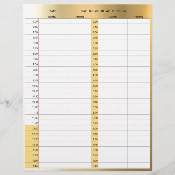 Hair stylist salon 1-day appointment book pages | Zazzle.com