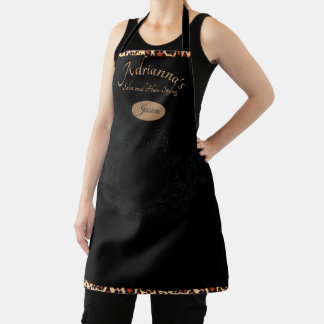 Hair Stylist Salon Animal Print Chic Text Apron