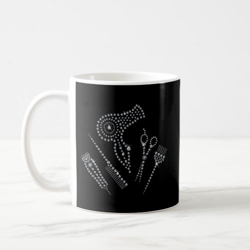 Hair Stylist Salon Apron Rhinestone Scissor Comb H Coffee Mug