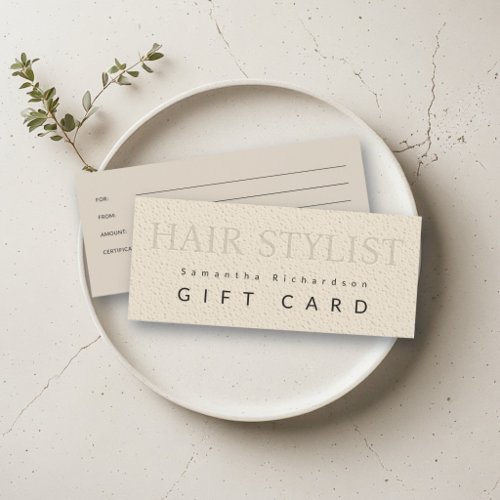 Hair Stylist Salon Beige Minimalist Boho Gift Card