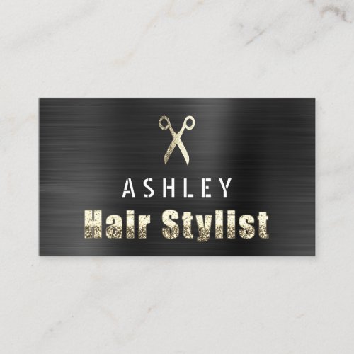 Hair Stylist Salon Black Gold Appointment Card