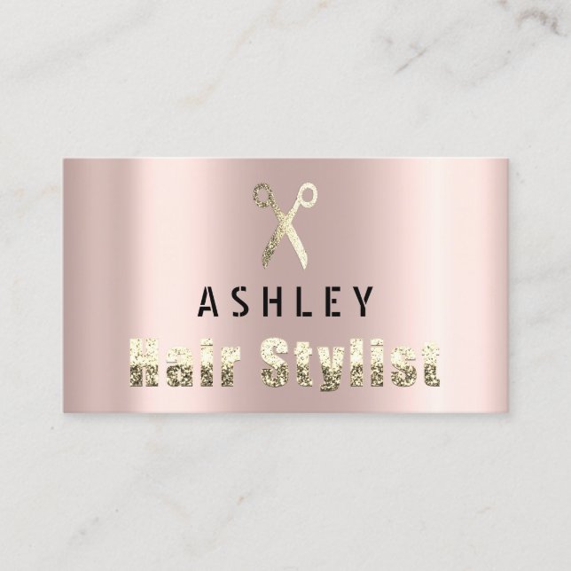 Hair Stylist Salon Black Pin Gold Appointment Card (Front)