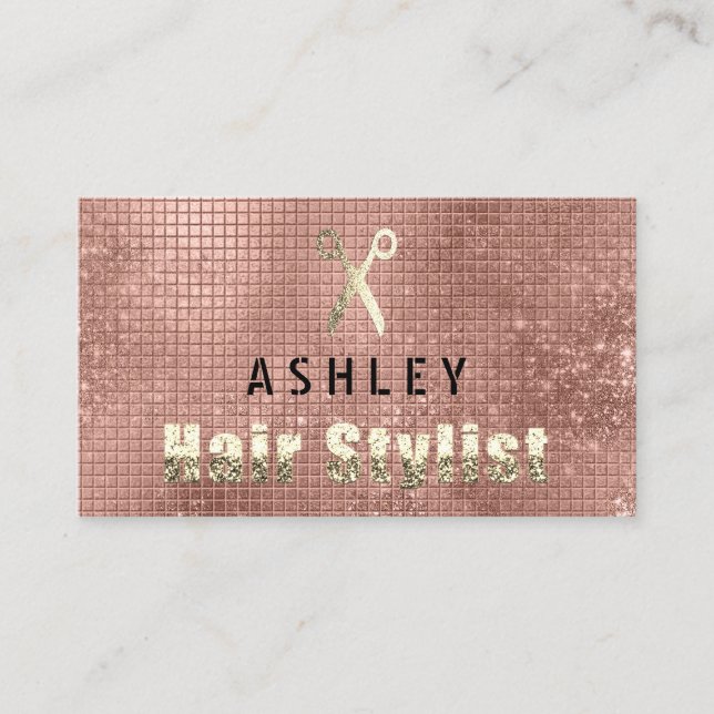 Hair Stylist Salon Black VIP Gold Appointment Card (Front)