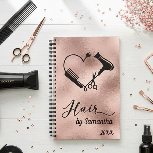 Hair Stylist Salon Business Rose Gold Scissors Planner (Creator Uploaded)
