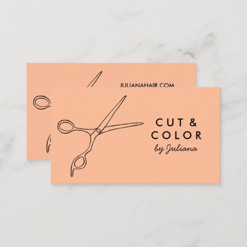 Hair Stylist Salon Chic Scissors Line Art Minimal  Business Card