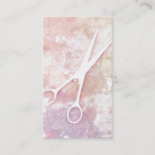 Customizable hair stylist salon galaxy pink trendy scissors business card template