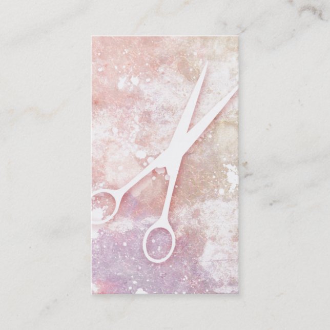 hair stylist salon galaxy pink trendy scissors appointment card (Front)