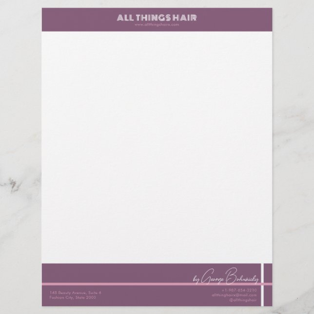 Hair Stylist, Salon Letterhead (Front)
