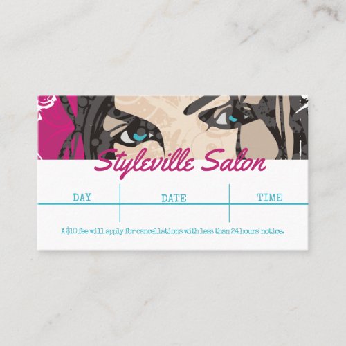 Hair stylist salon makeup artist appointment card