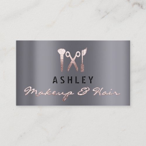 Hair Stylist Salon Makeup Artist Appointment Gray Business Card