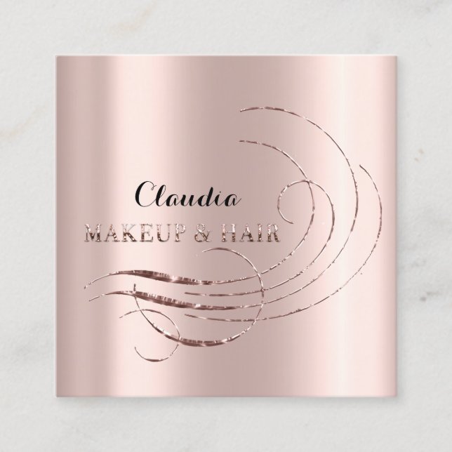 Hair Stylist Salon Makeup Artist Appointment Rose Square Business Card (Front)