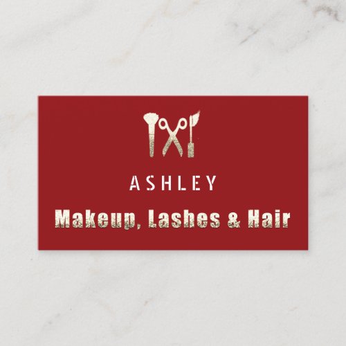 Hair Stylist Salon Makeup Lashes Appointment Gold Business Card