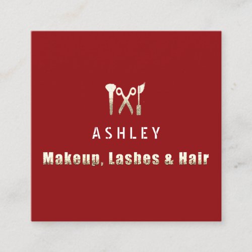 Hair Stylist Salon Makeup Lashes Appointment Gold Square Business Card