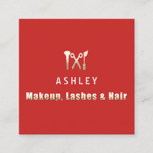 Hair Stylist Salon Makeup Lashes Appointment Red Square Business Card