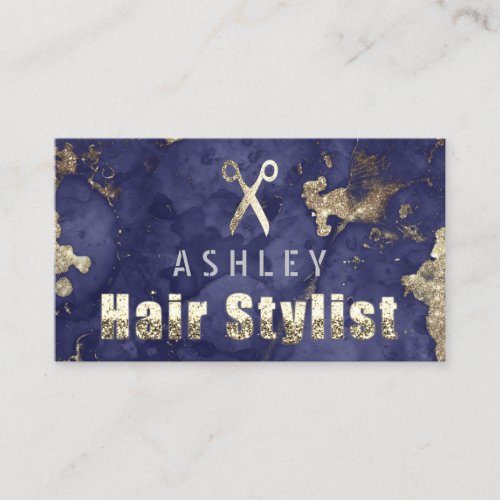 Hair Stylist Salon Marble Blue Appointment Card