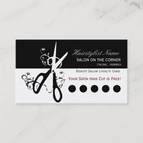 Salons Black and White  Scissors Business Card Templates