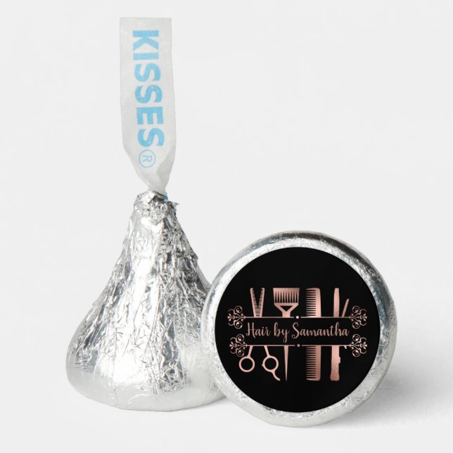 Hair Stylist Salon Personalized Scissors Rose Gold Hershey®'s Kisses® (Front)