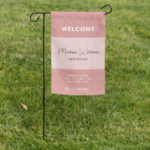 Hair Stylist Salon Pink Welcome Flag