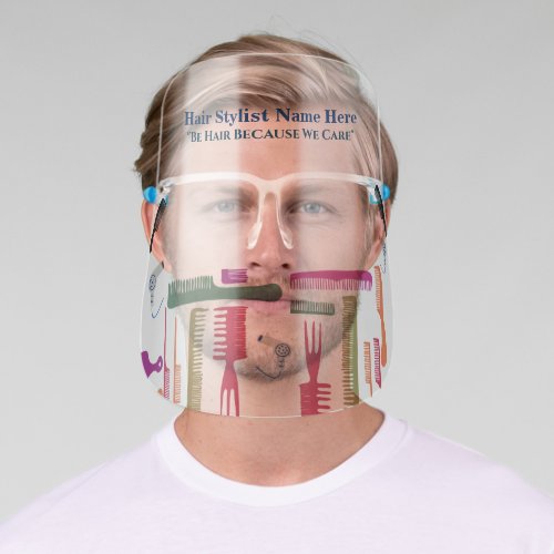 Hair Stylist Salon Red Green Combs Personalize Face Shield
