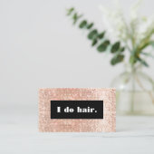 Hair Stylist Salon Rose Gold Faux Sequins  Business Card (Standing Front)