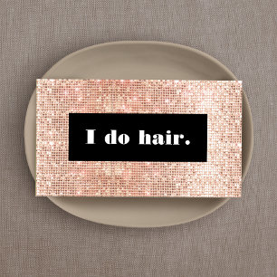 Hair Stylist Salon Rose Gold Faux Sequins Business Card