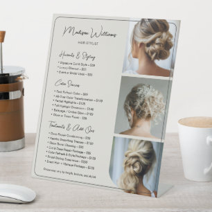 Hair Stylist Salon Services Price List Neutral Pedestal Sign