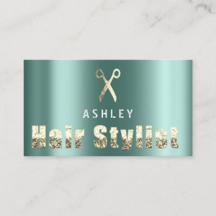 Hair Stylist Salon Teal Gold Appointment Card