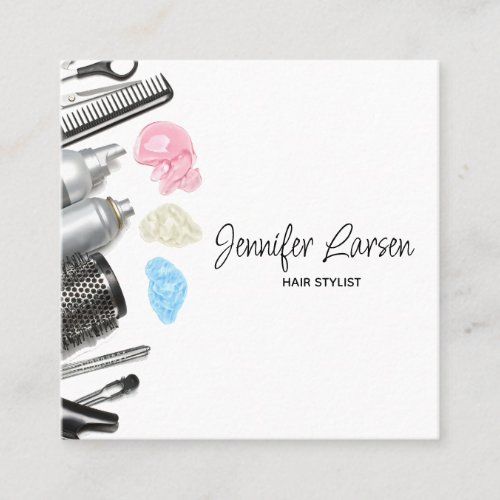 Hair Stylist Salon Tools Beauty Square Business Card